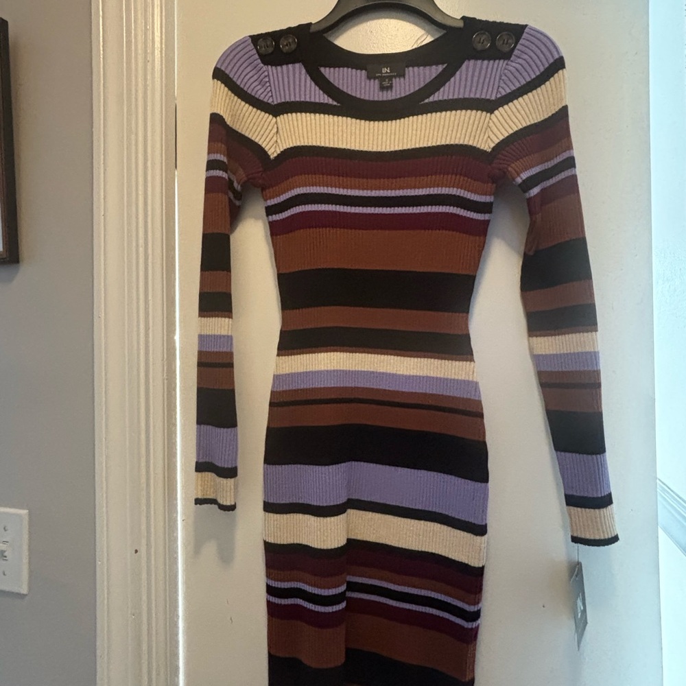 I.N. San Francisco Multicolor Striped Long Sleeve Dress